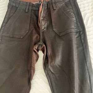 PAIGE Rich Brown Leather Pants